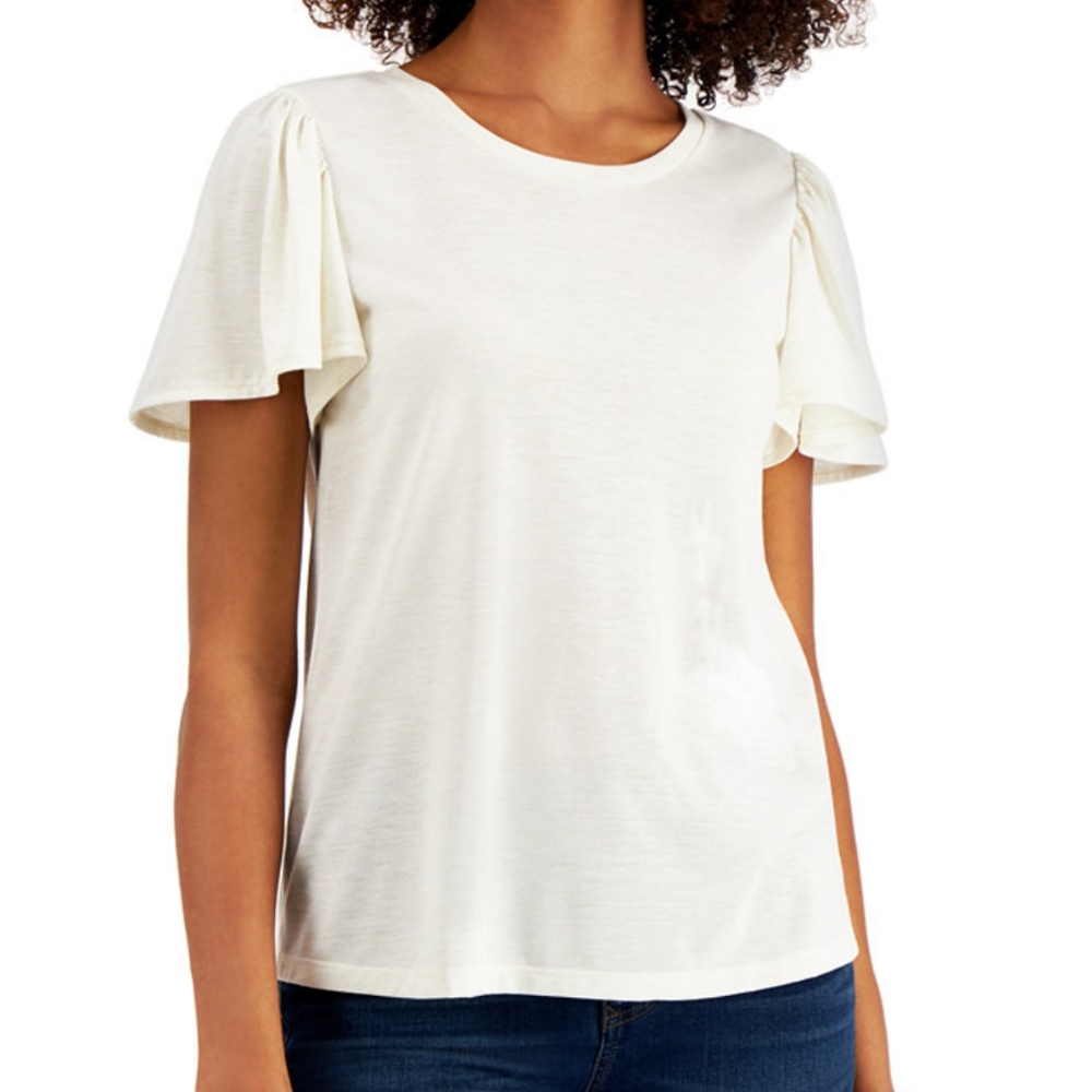 Style and co dressy flutter sleeve metallic top, NEW